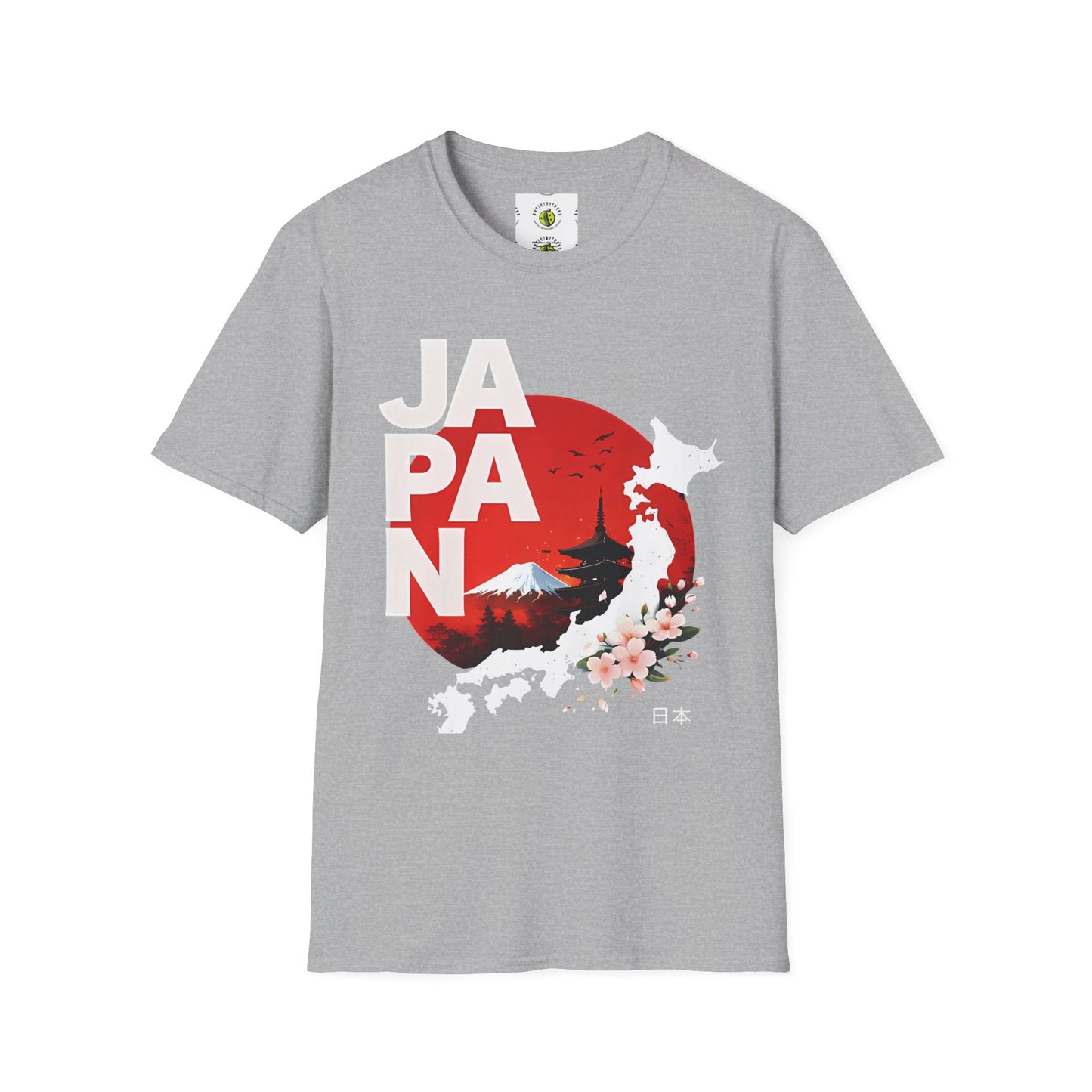 Japan Red Sun Mountain Blossom T-Shirt | Mount Fuji Sakura Graphic