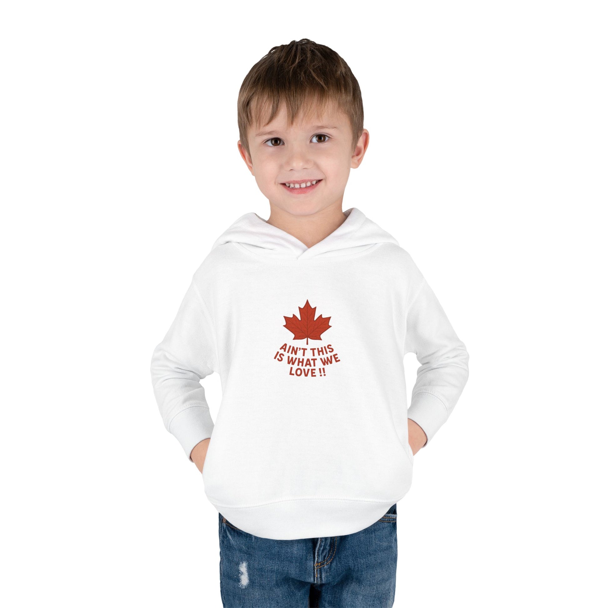 Toddler Fleece Hoodie, Team Canada Love Maple Chested Bold Humour Pullover