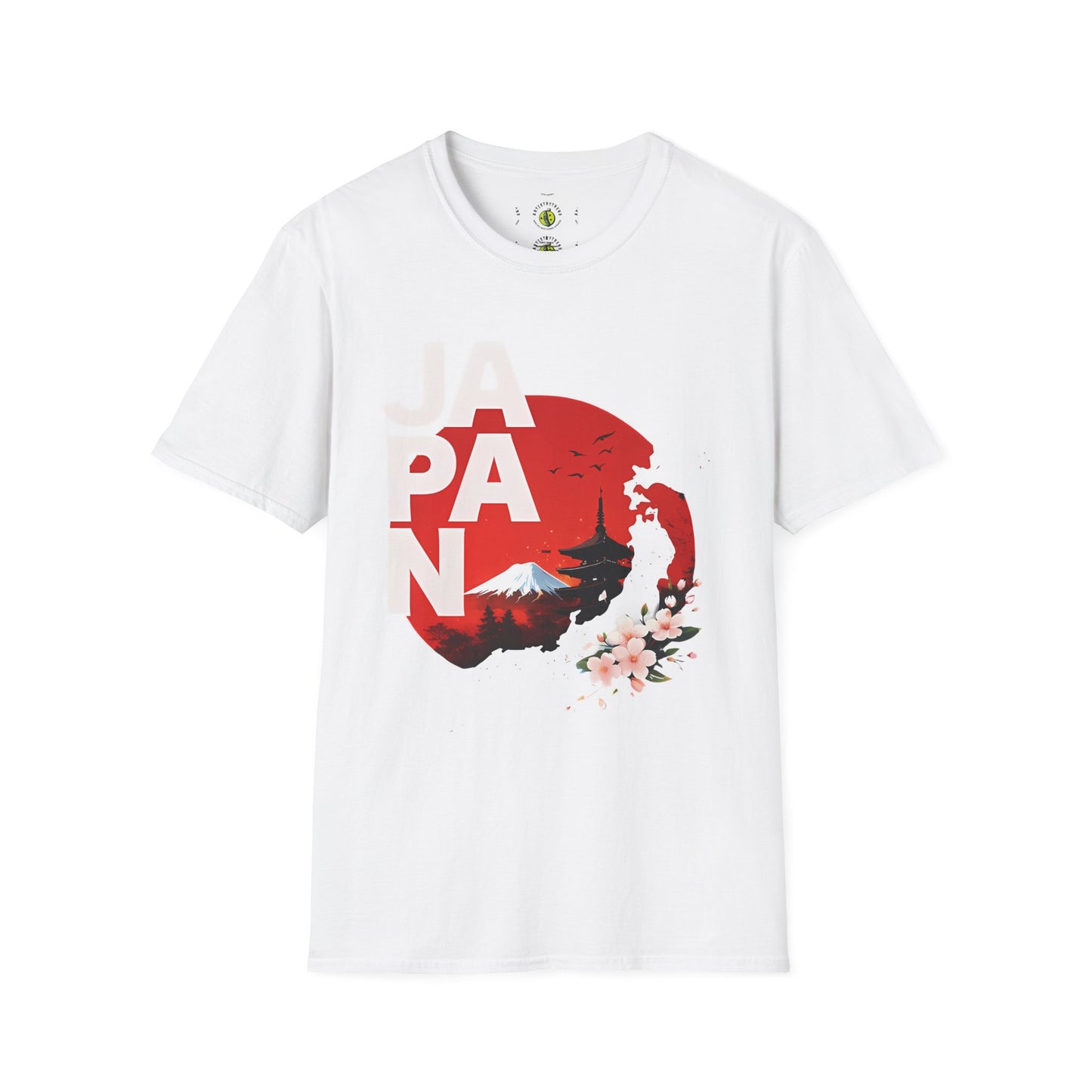 Japan Red Sun Mountain Blossom T-Shirt | Mount Fuji Sakura Graphic