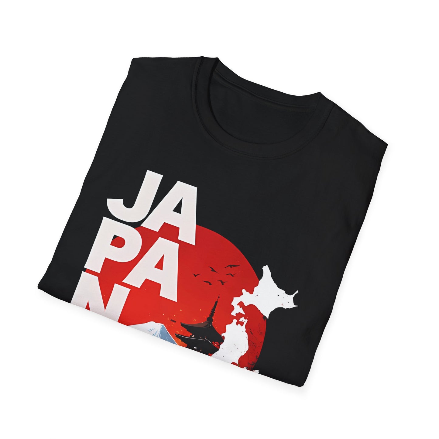 Japan Red Sun Mountain Blossom T-Shirt | Mount Fuji Sakura Graphic