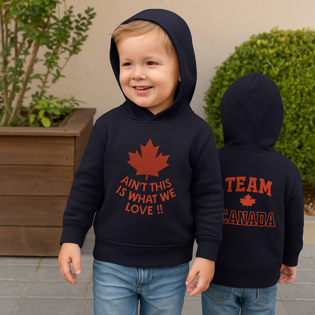 Toddler Fleece Hoodie, Team Canada Love Maple Chested Bold Humour Pullover