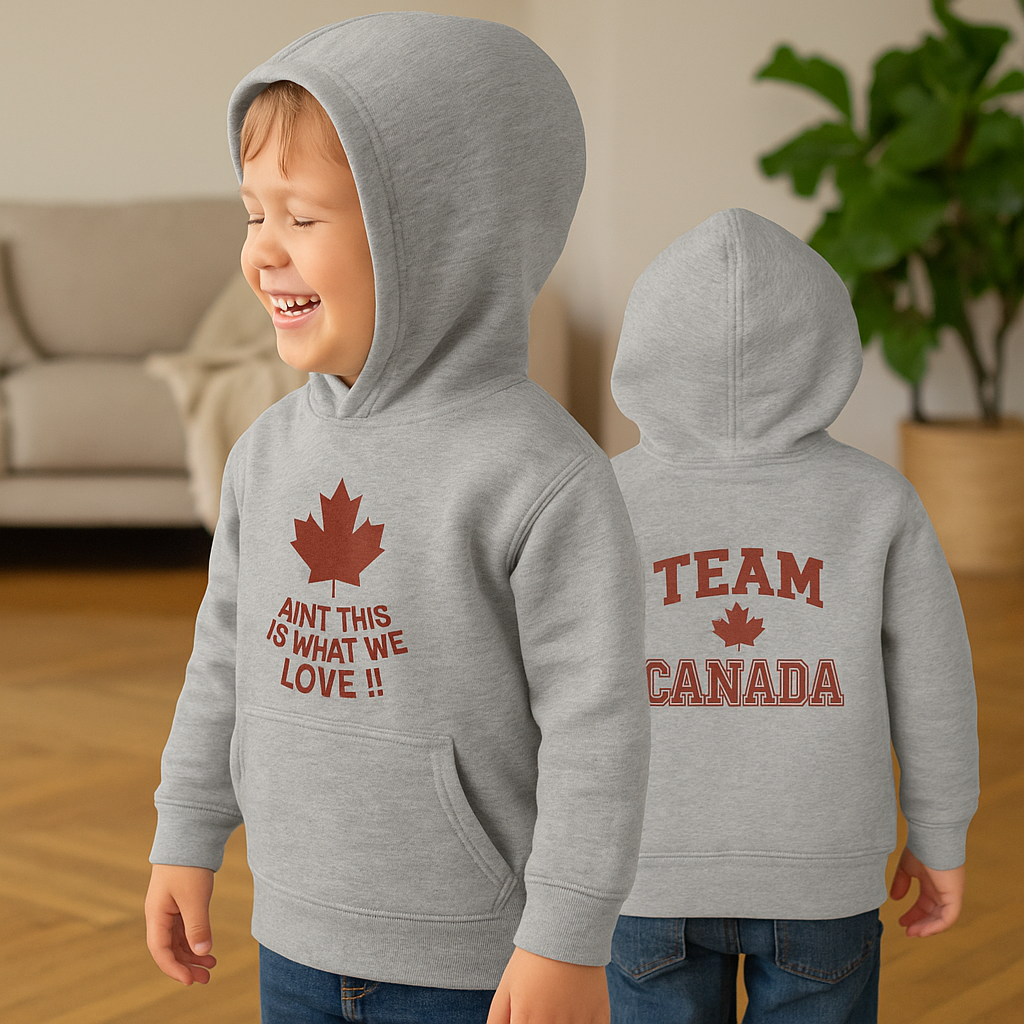 Toddler Fleece Hoodie, Team Canada Love Maple Chested Bold Humour Pullover