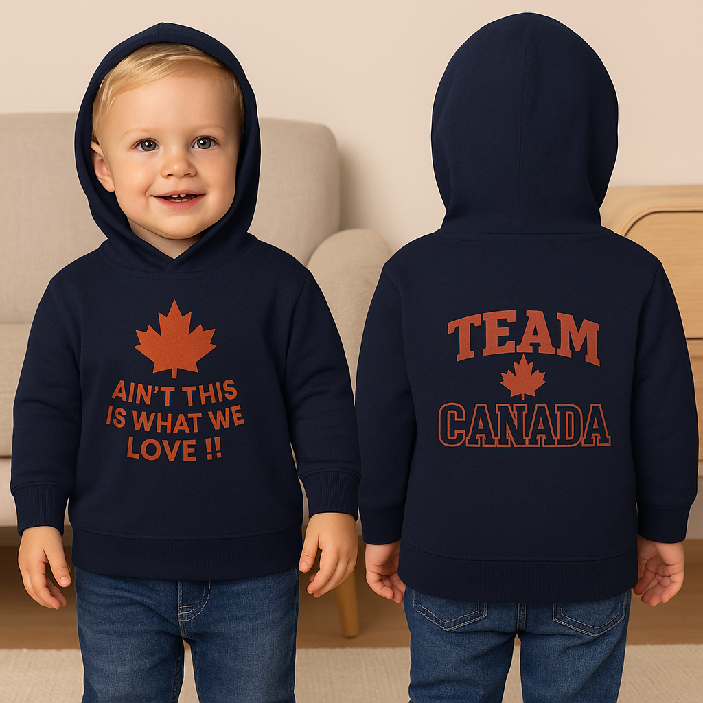 Toddler Fleece Hoodie, Team Canada Love Maple Chested Bold Humour Pullover