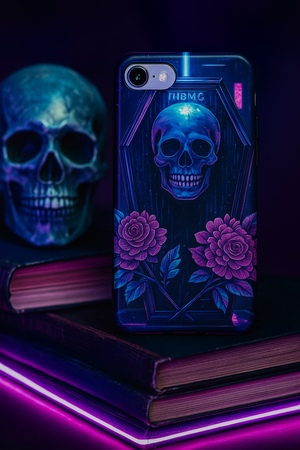 Gothic Phone Case with Skull & Roses Design, Tough Cases for Halloween, Unique Floral Skull Phone Cover, Alternative Aesthetic Gift, Edgy