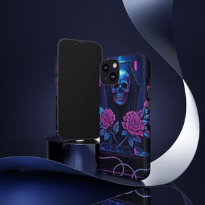 Gothic Phone Case with Skull & Roses Design, Tough Cases for Halloween, Unique Floral Skull Phone Cover, Alternative Aesthetic Gift, Edgy