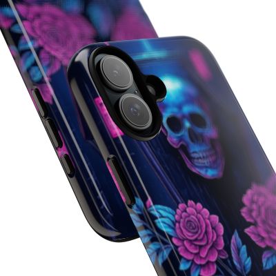 Gothic Phone Case with Skull & Roses Design, Tough Cases for Halloween, Unique Floral Skull Phone Cover, Alternative Aesthetic Gift, Edgy