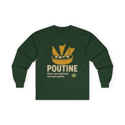 Funny Poutine Unisex Long Sleeve Tee for Girlfriend, Canadian Food Gift, Comfortable Cotton Tee, Foodie Shirt, Unique Graphic Top