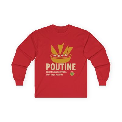 Funny Poutine Unisex Long Sleeve Tee for Girlfriend, Canadian Food Gift, Comfortable Cotton Tee, Foodie Shirt, Unique Graphic Top