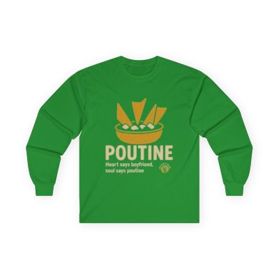 Funny Poutine Unisex Long Sleeve Tee for Girlfriend, Canadian Food Gift, Comfortable Cotton Tee, Foodie Shirt, Unique Graphic Top