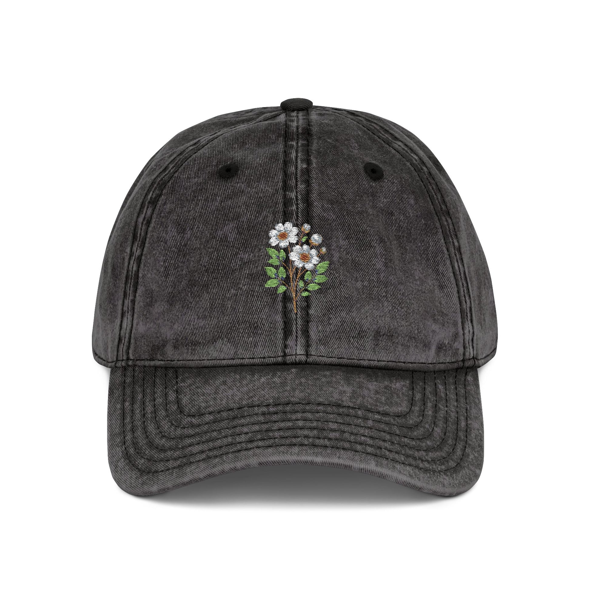 Vintage Flower Embroidery Cap, Distressed Baseball Hat, Stylish Sun Hat, Gift for Garden Lovers, Outdoor Accessory