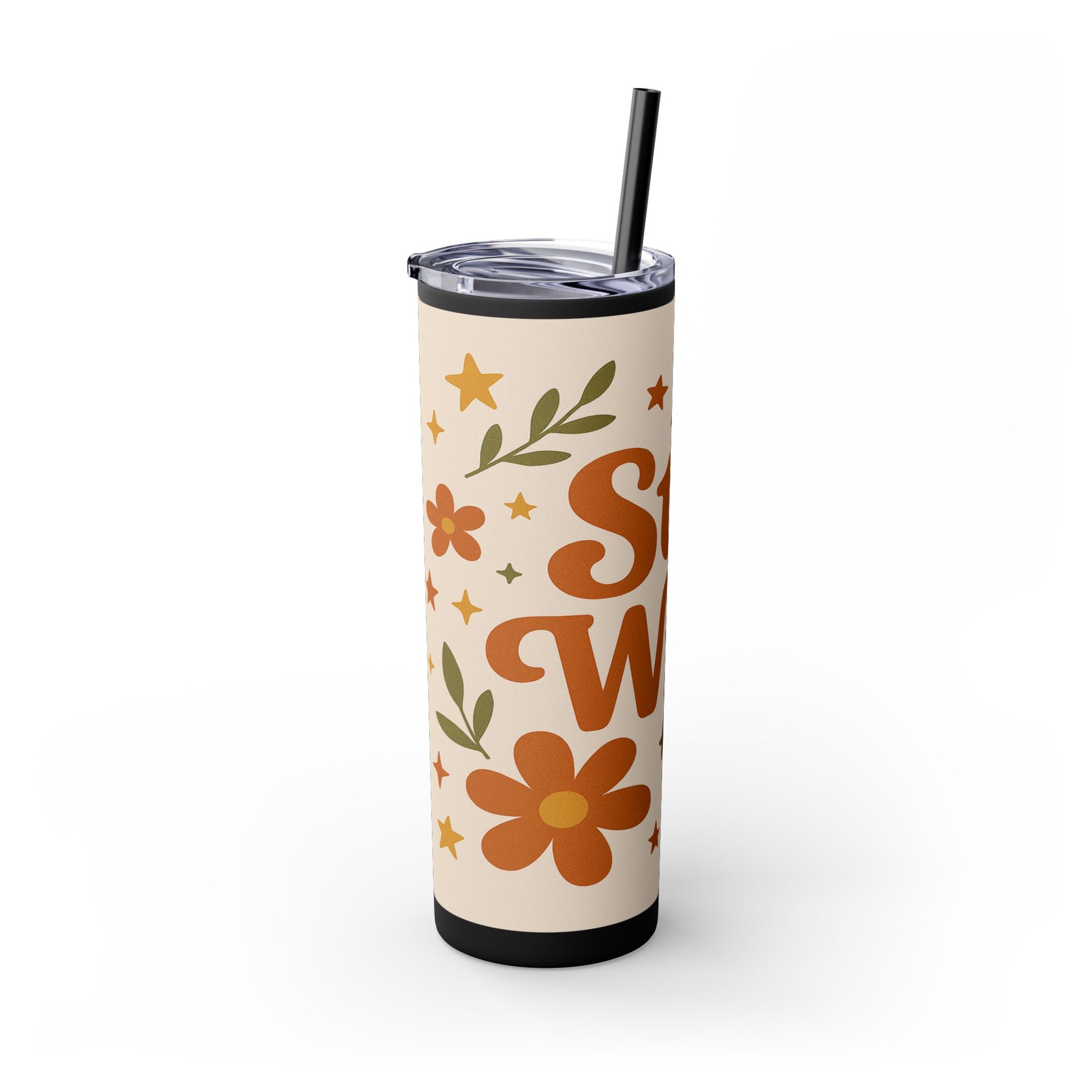 Stay Wild Skinny Tumbler, 20oz Floral Drinkware, Perfect for Summer Sips, Travel Mugs, Eco-Friendly Gift, Camping Accessories