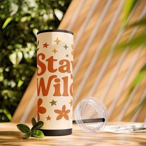 Stay Wild Skinny Tumbler, 20oz Floral Drinkware, Perfect for Summer Sips, Travel Mugs, Eco-Friendly Gift, Camping Accessories