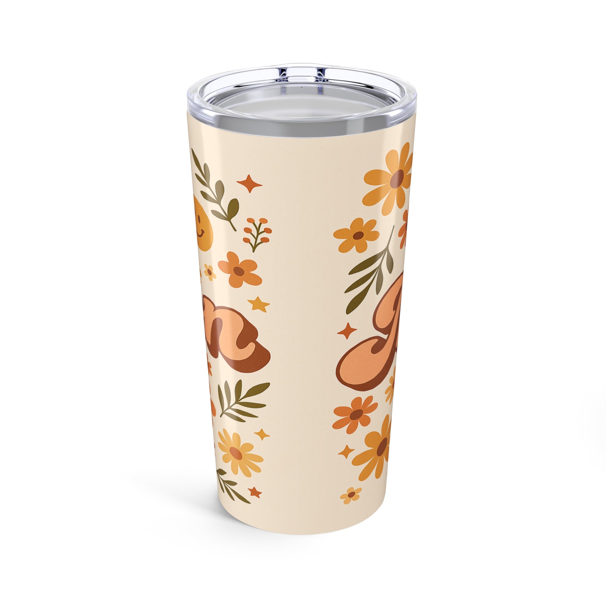 Boho Floral Tumbler 20oz - Eco-Friendly Travel Mug, Stylish Water Bottle, Vintage Flower Design, Perfect Gift for Her, Morning Coffee