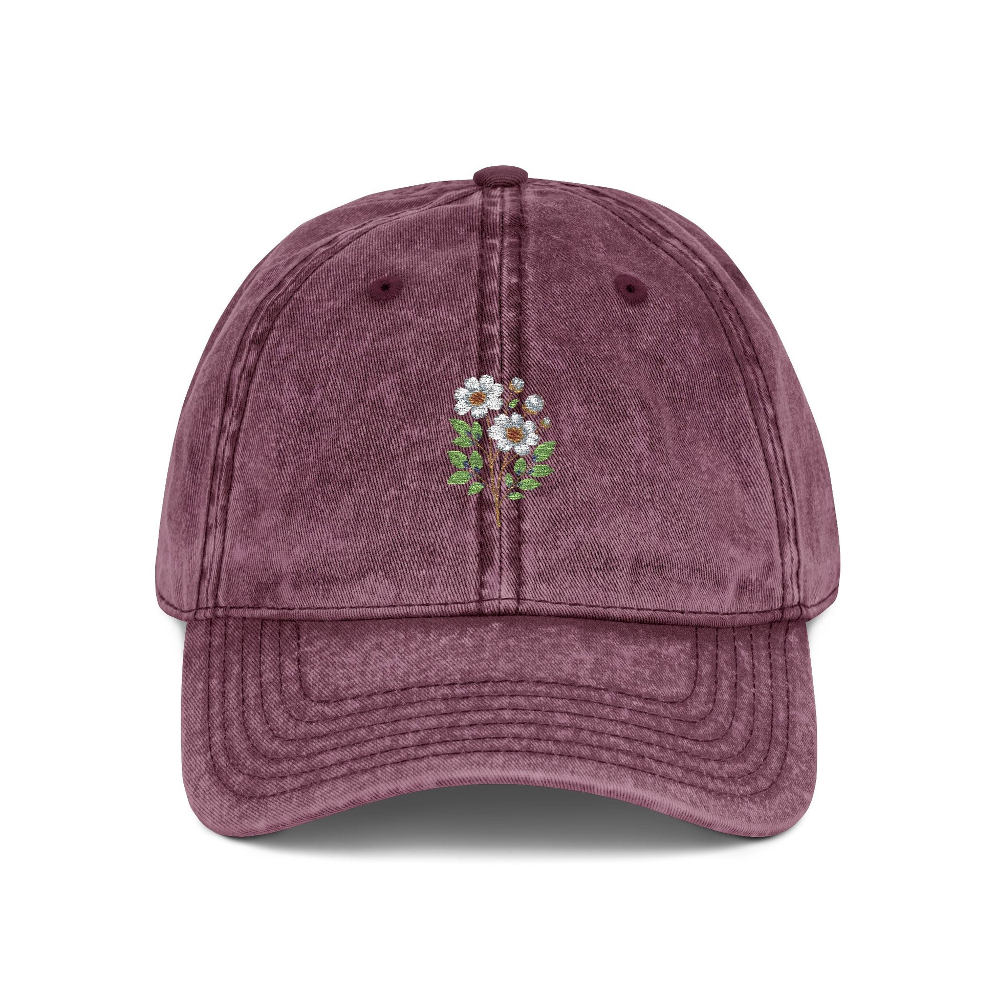Vintage Flower Embroidery Cap, Distressed Baseball Hat, Stylish Sun Hat, Gift for Garden Lovers, Outdoor Accessory